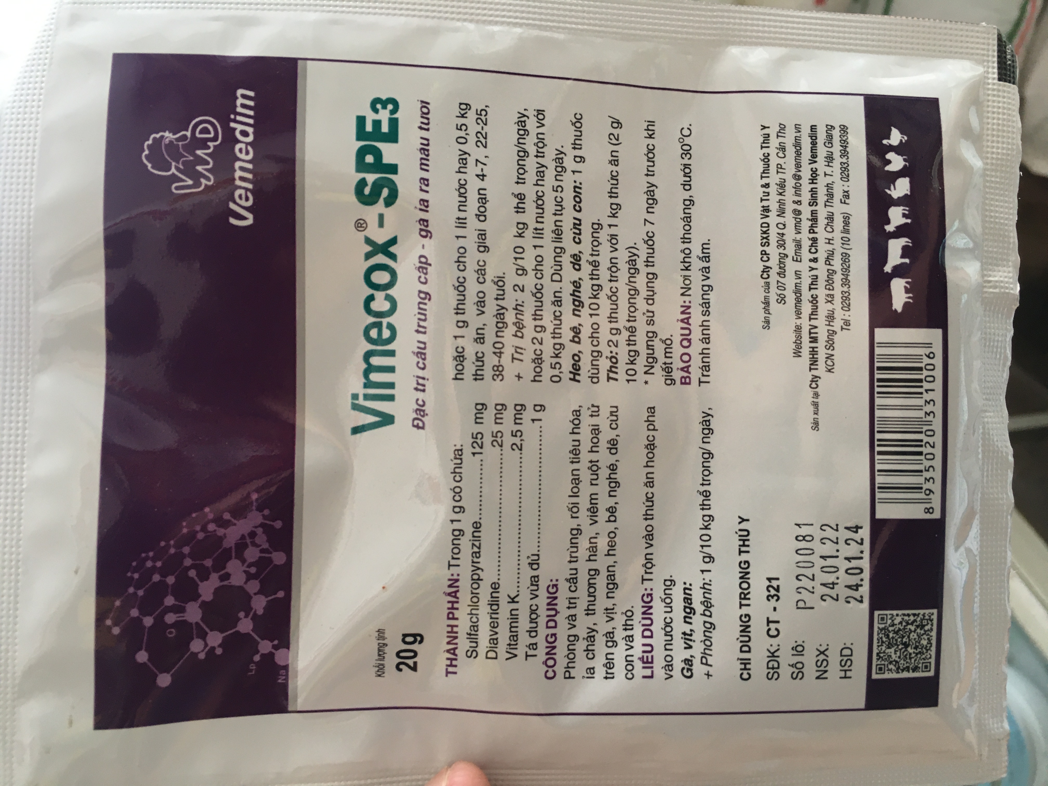 Vimecox spe3 ngăn ngừa cấu trùng cấp , gà ỉa ra máu tươi ,thương hàn cho heo dê cừu gà vịt ngang , ngỗng