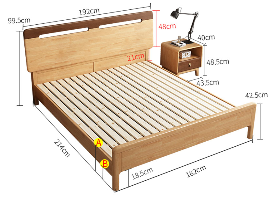 Giường ngủ gỗ sồi tự nhiên thiết kế đẹp