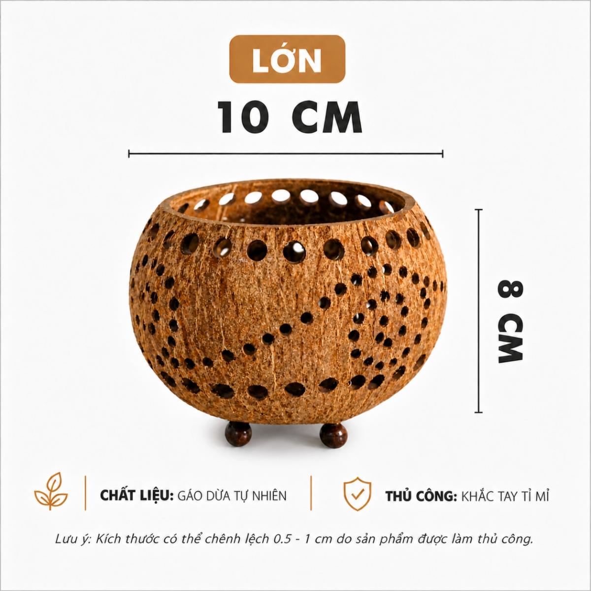 Đèn Nến Gáo Dừa ANKAN Họa Tiết Xoắn Ốc Tealight Decor Handmade Vintage – Trang Trí Spa, Cafe, Thư Giãn