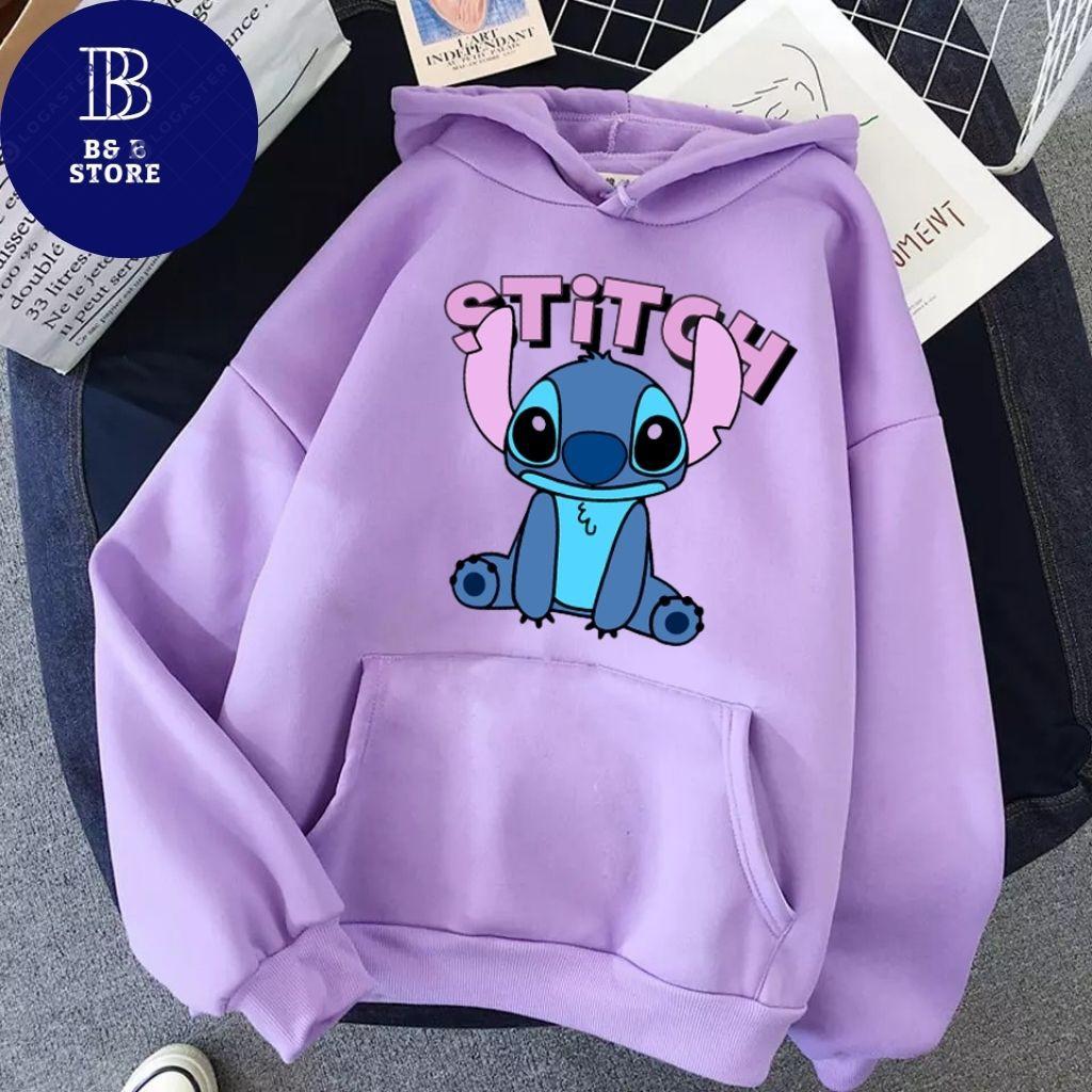 ÁO KHOÁC HOODIE NỈ UNISEX IN STITCH SIÊU CUTE ÁO KHOÁC HOODIE LOCAL BRAND