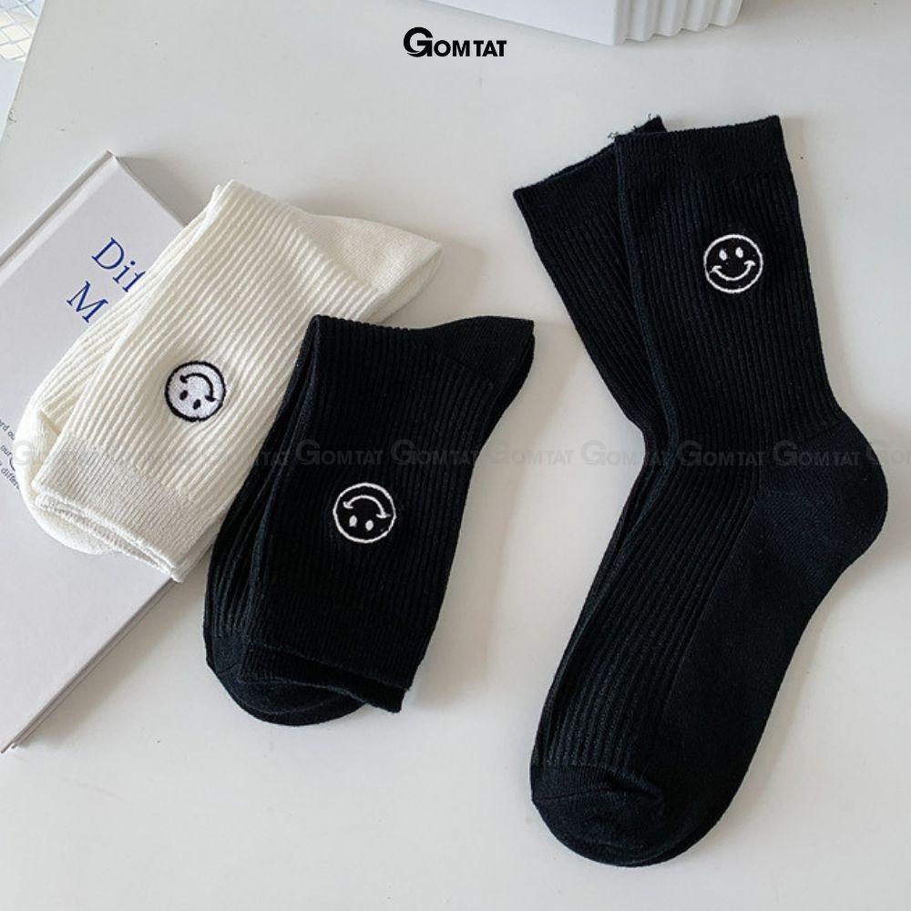 Tất cổ cao nam nữ họa tiết mặt cười, vớ cổ cao unisex chất liệu cotton hút ẩm thoáng khí - MATCUOI-PO-3021-1DOI