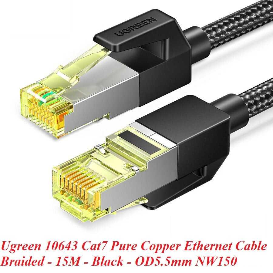 Ugreen UG10643NW150TK 15M Đen OD5.5mm Cat7 Cáp Ethernet đồng nguyên chất dây dù - HÀNG CHÍNH HÃNG