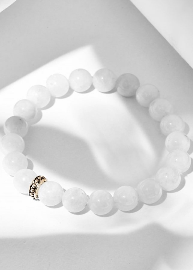 Vòng Tay Đá Mặt Trăng Moonstone Charm Bạc Thái - Kim Thủy