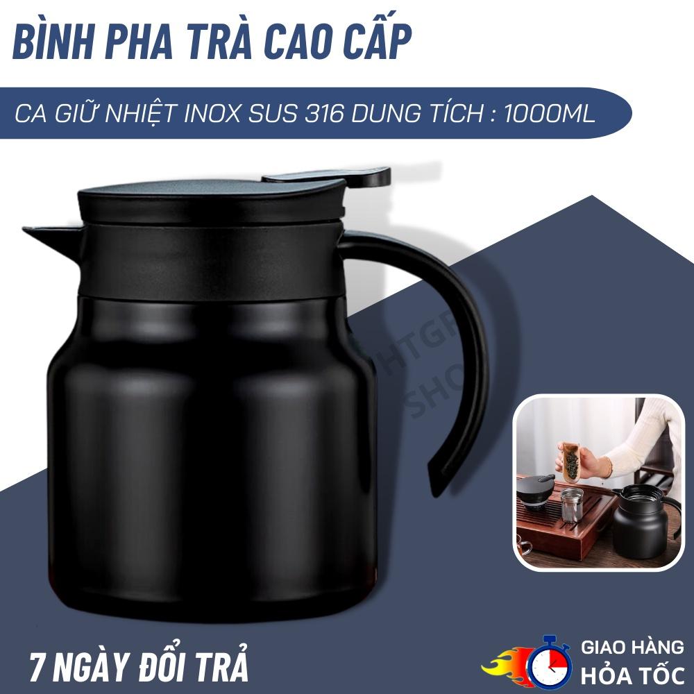 Ấm pha trà giữ nhiệt inox 316 dung tích 1 lít hàng cao cấp - Phích nước giữ nhiệt đựng nước nóng