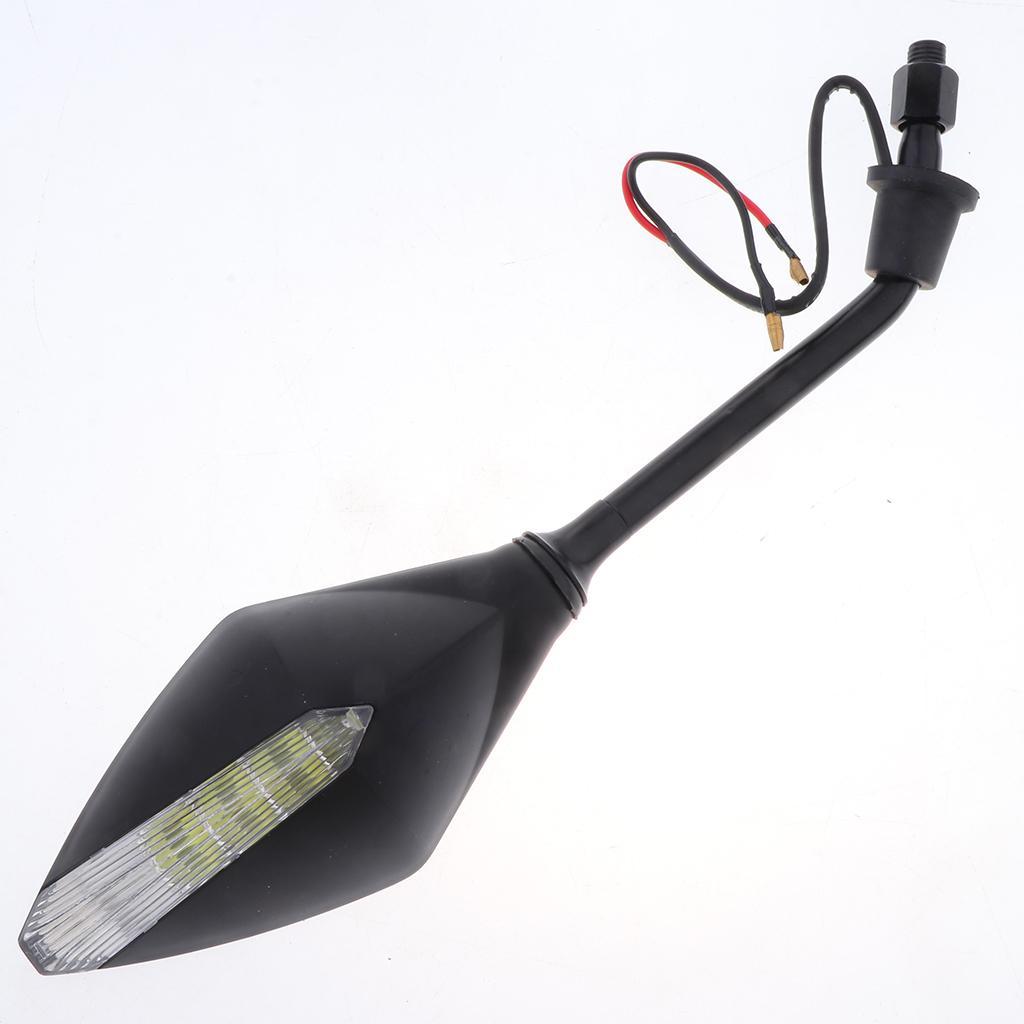 4X Motorcycle Side Rear View Mirrors w/ LED 10mm Indicator Light