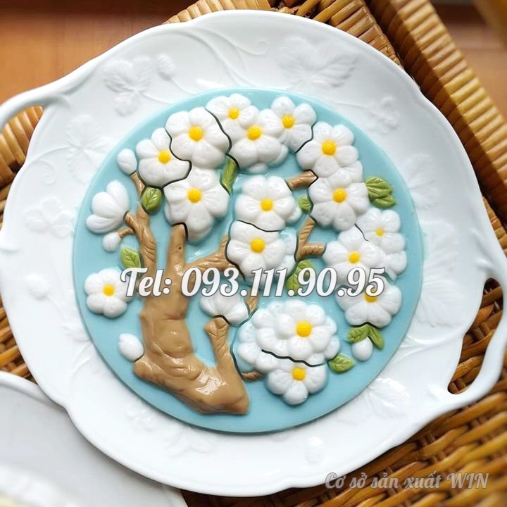 Khuôn rau câu sinh nhật, cưới hỏi hoa mai – Khuôn hình tròn loại 20 cm - Mã số 1276