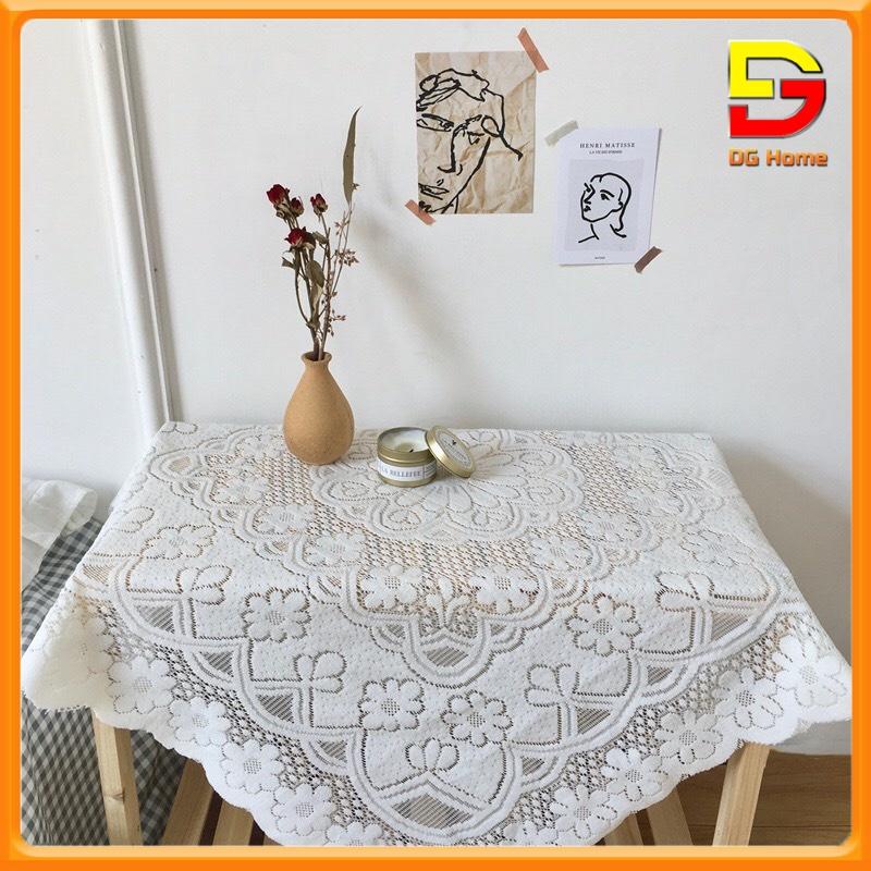 Khăn Trải Bàn Trắng Thêu Ren Hoa Tuyệt Đẹp Decor Chụp Ảnh - Tấm Trải Phủ Tab Đầu Giường DG-57