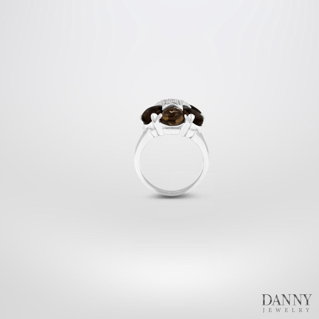 Nhẫn Nữ Danny Jewelry Bạc 925 Đính Đá Amethyst/Smoky Quartz Xi Vàng hồng/Rhodium N0091
