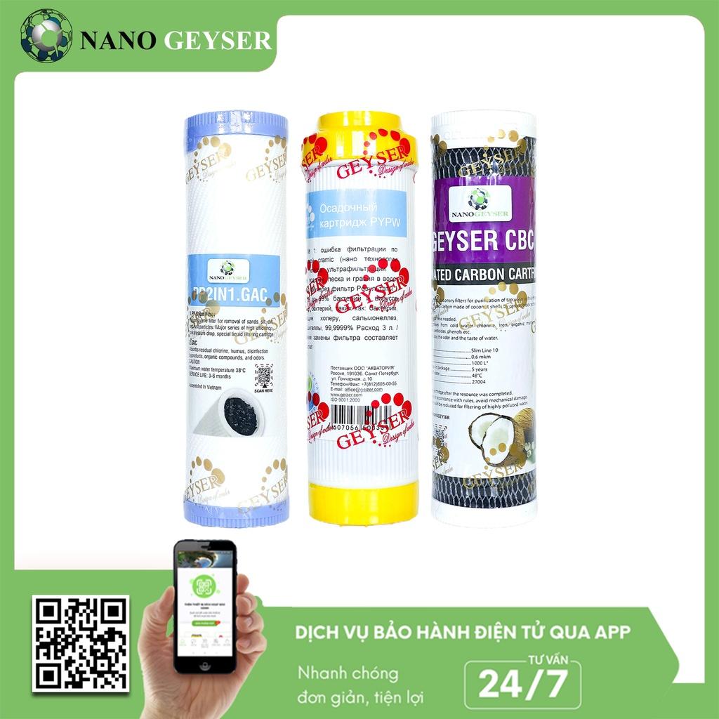 Bộ 3 lõi lọc nước 123 dùng cho các dòng máy UF, Lõi PP.2IN1.GAC, Cation, CBC - Hàng Chính Hãng