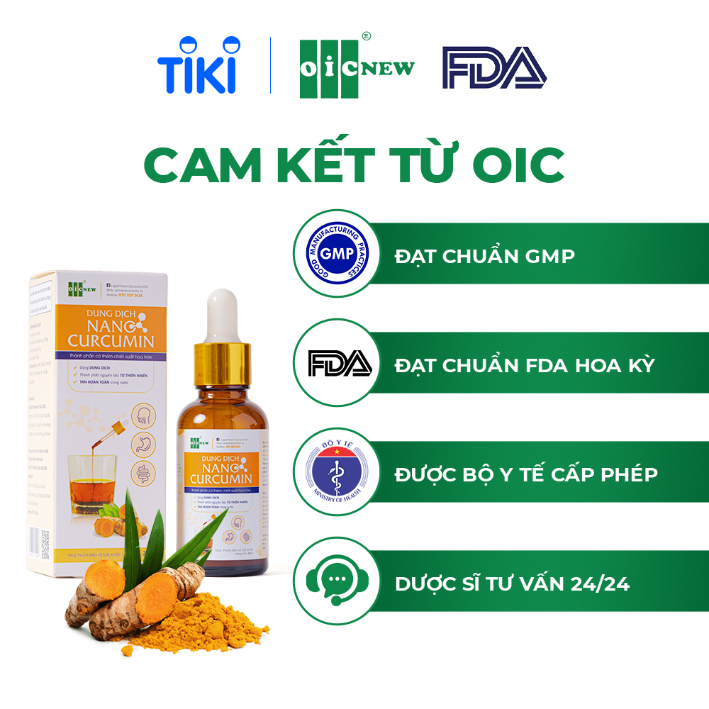 Dung Dịch Nano Curcumin OIC New Tinh Chất Nghệ Giảm Đau Dạ Dày Tức Thì Lọ 20ml