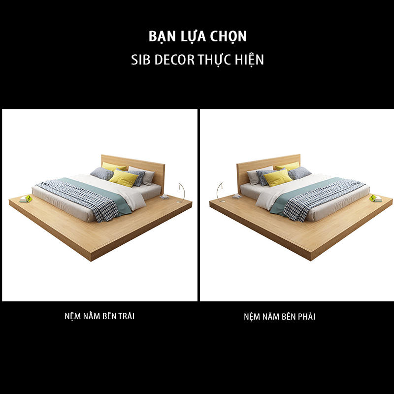 Giường Bệt Tatami Thấp Kiểu Nhật, Nệm Nằm Bên Trái Thương Hiệu SIB Decor GN24