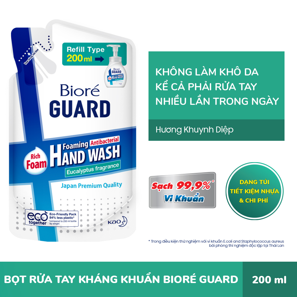 Bioré Bọt Rửa Tay Kháng Khuẩn Guard – Hương Khuynh Diệp (Túi) 200ml