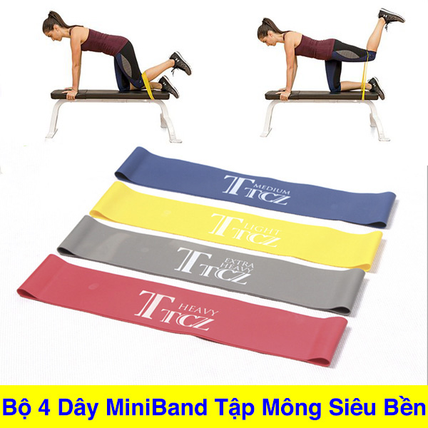 Bộ 4 Dây Tập Mông Mini Band Hỗ Trợ Tập Mông