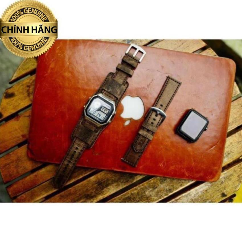 DÂY ĐỒNG HỒ DA SÁP NGỰA VÂN HẠT TỰ NHIÊN RAM 1959 + TẤM BUNDSTRAP B2 - HÀNG CHÍNH HÃNG