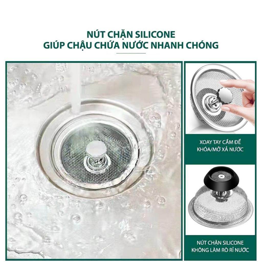 Giỏ lưới lọc rác bồn rửa bát, lưới lọc rác bằng thép không gỉ, nắp chặn thức ăn bồn rửa chén chống tắc nghẽn