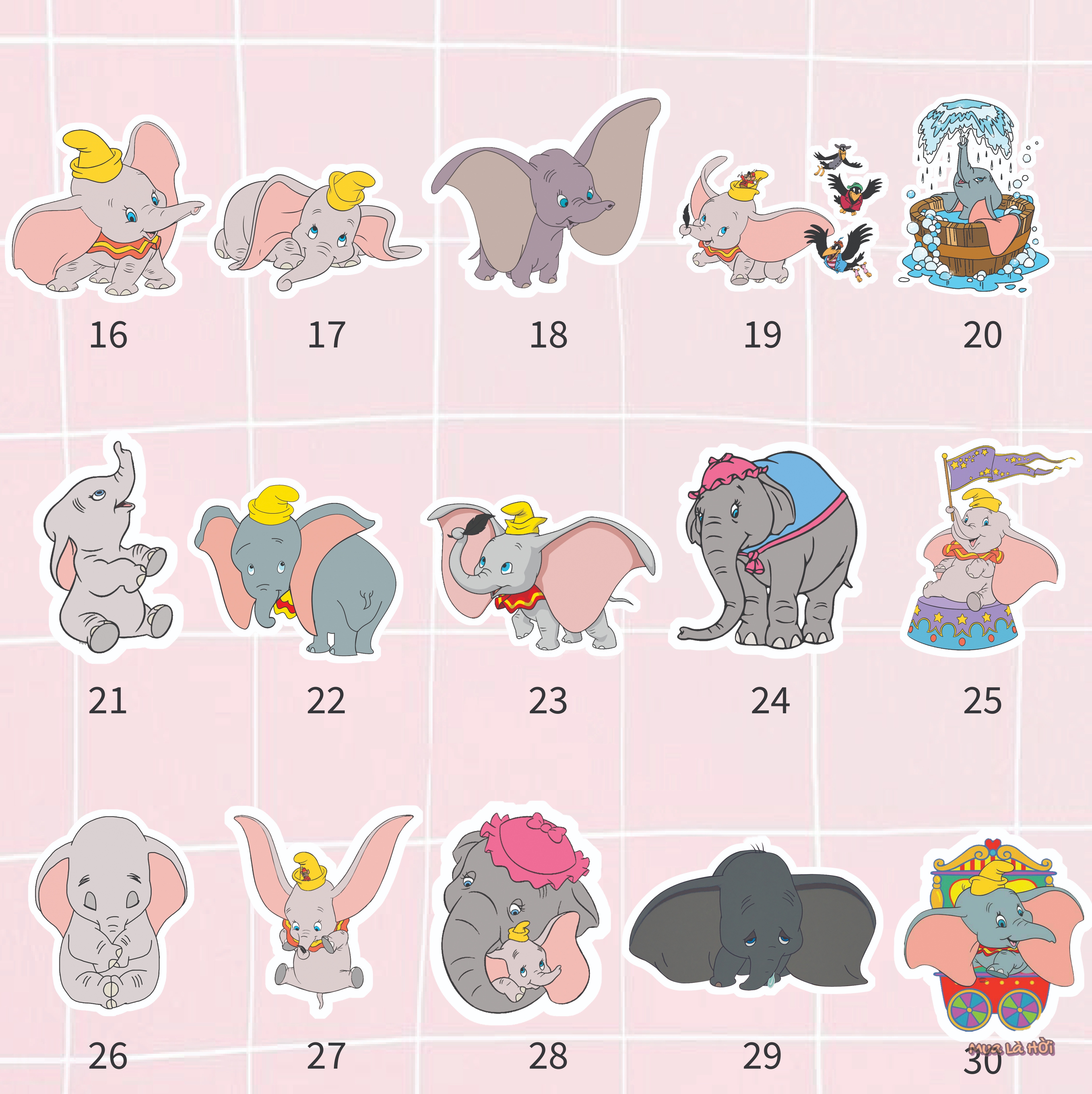 Miếng dán Stickers chủ đề Chú voi biết bay (Dumbo)