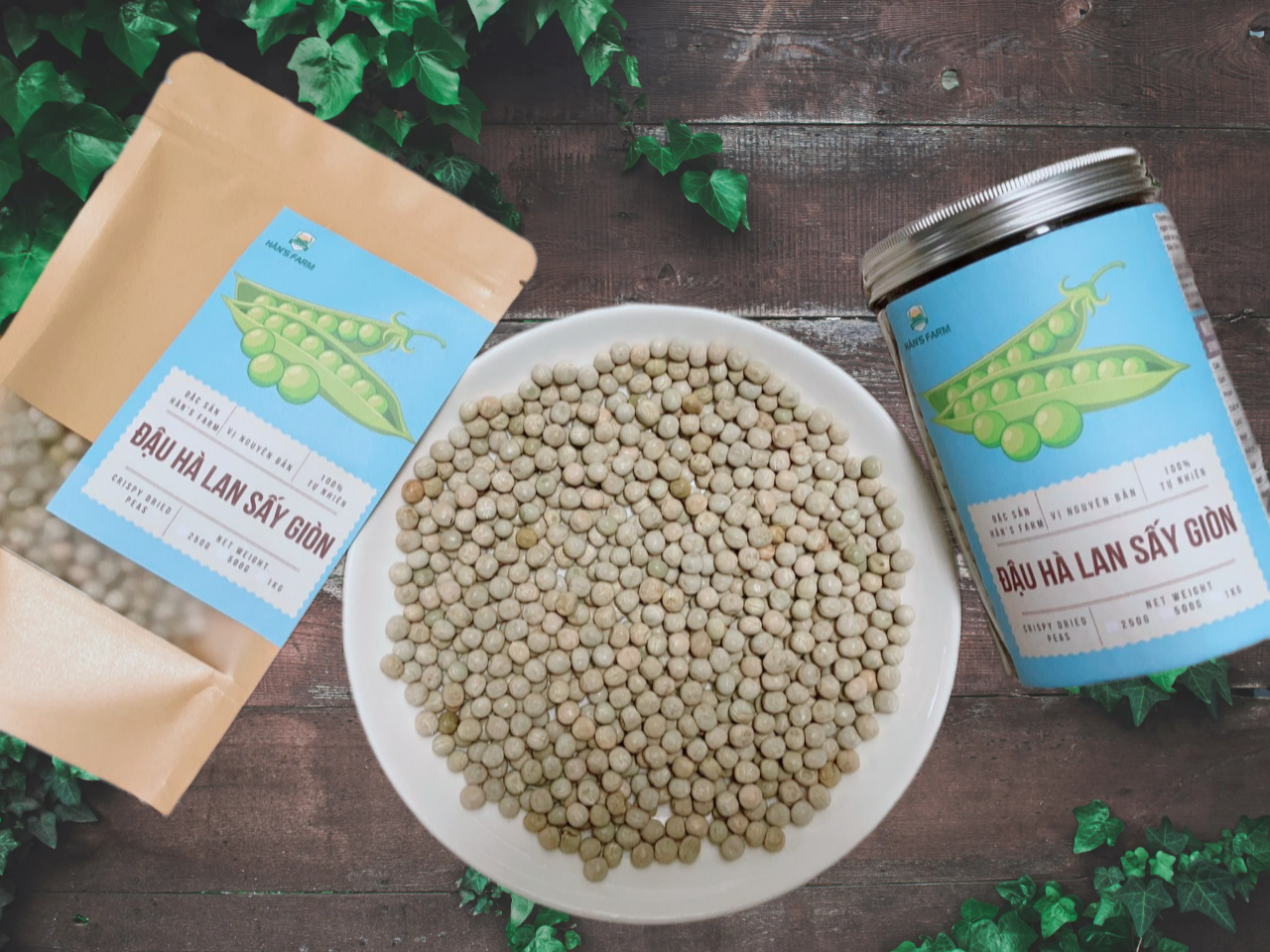 Đậu hà lan sấy giòn nguyên vị ăn liền loại 1, không muối, không biến đổi gen _ Crispy dried Peas non GMO