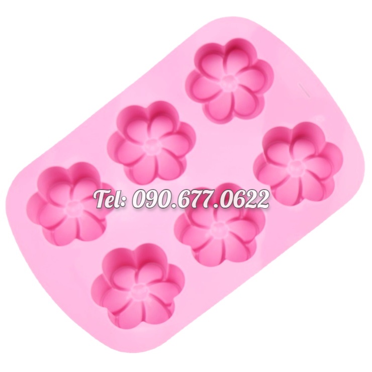 Khuôn silicone làm bánh, rau câu 6 hoa mai – Mã số 1482