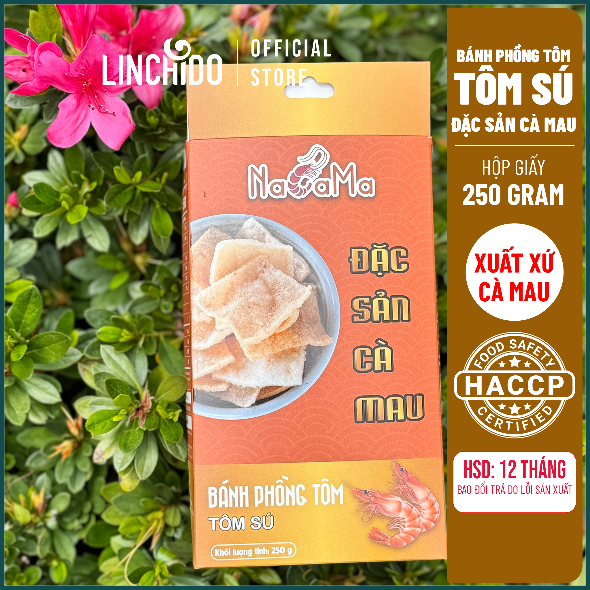 Bánh phồng Tôm Cà Mau - Tôm Sú - NACAMA - Hộp 250 GRAM