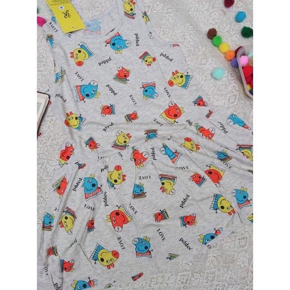 Đầm bé gái sát nách họa tiết heo Peppa