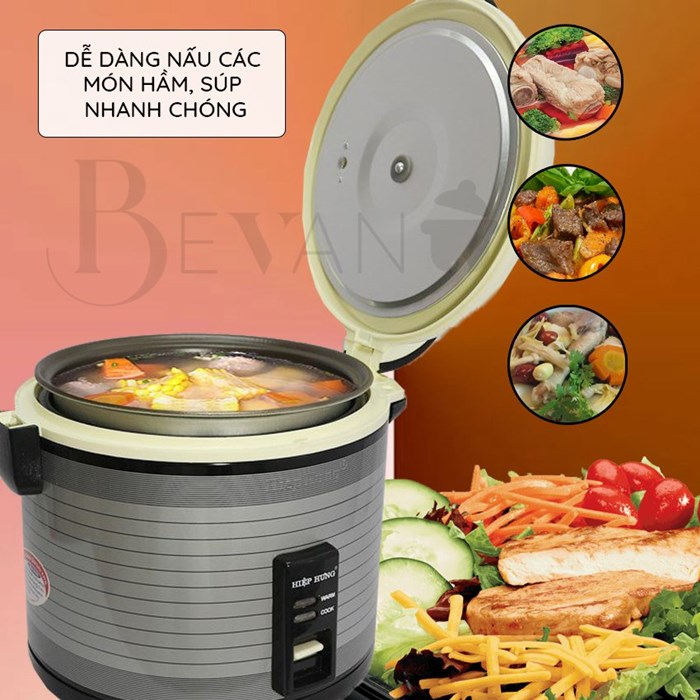 Nồi cơm điện Hiệp Hưng HH457 giữ ấm 12 giờ Bevano, Nồi cơm cơ 1,8L không dính đa năng tiết kiệm năng lượng, thích hợp cho 4-6 người