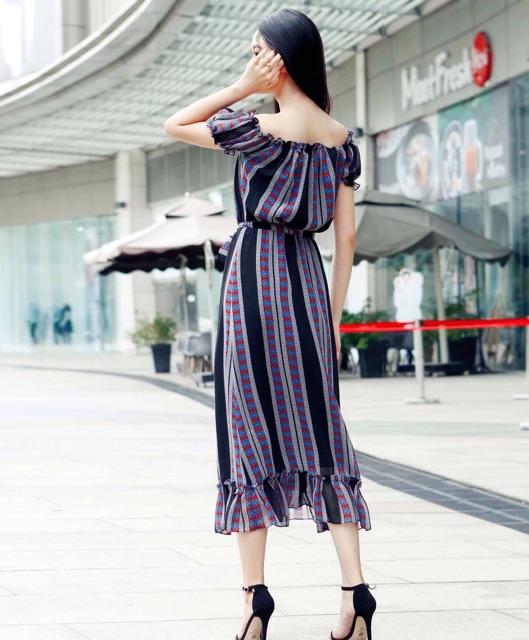 Đầm maxi bẹt vai - hàng thiết kế cao cấp