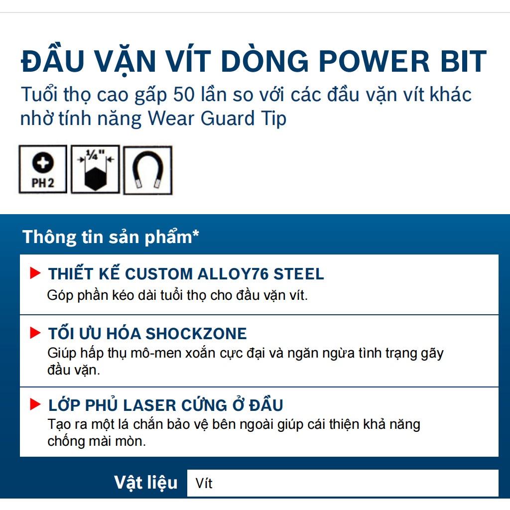 Mũi vít 1 đầu bake và hoa thị dài 50mm Power Bit Bosch | DCSG