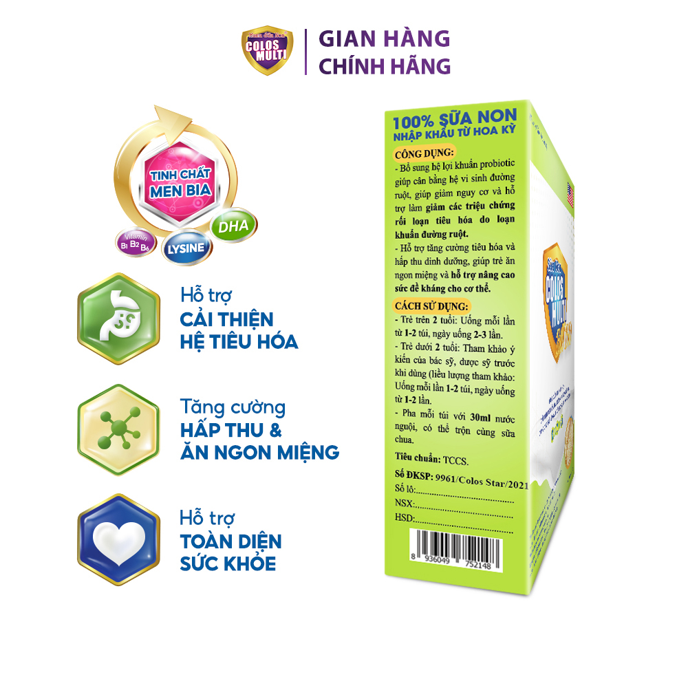 Sữa non Colosmulti BioBio giúp tăng cường miễn dịch, cải thiện tiêu hóa hộp 20 gói x 3g