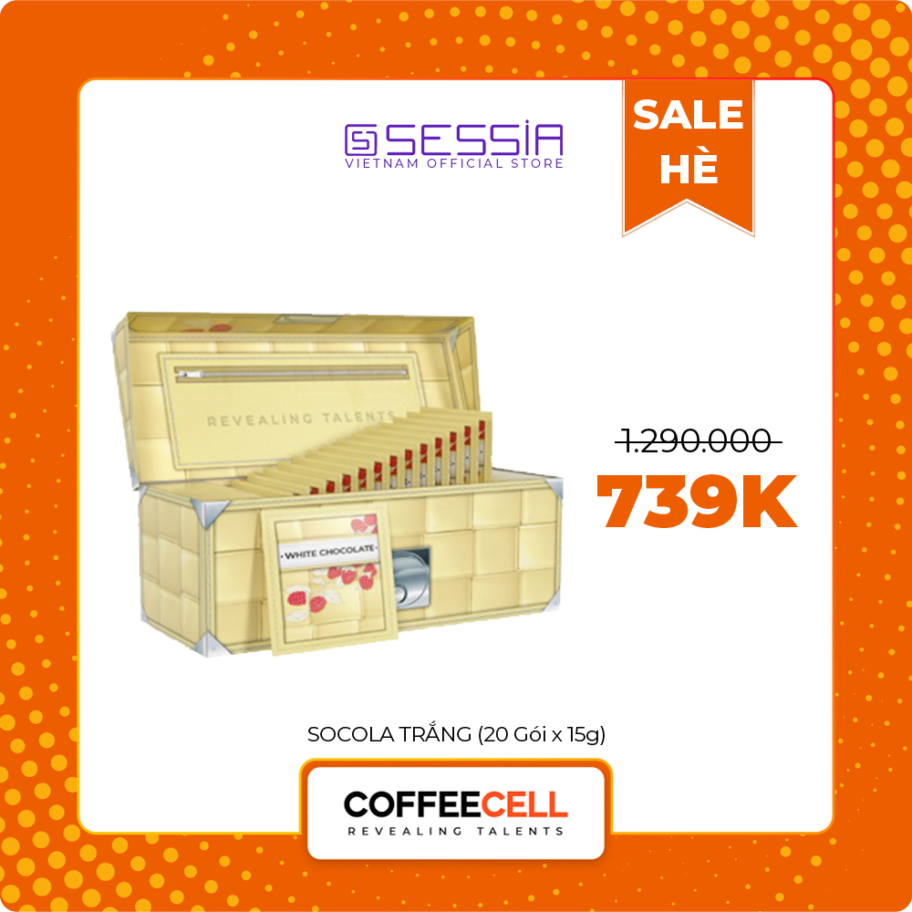[SALE HÈ] Socola Trắng Premium Với Quả Mâm Xôi Và Nhân Sâm Trắng Thượng Hạng COFFEECELL (20 gói x 15g) - Vị ngọt quyến rũ không chứa calo - Hàng Chính Hãng