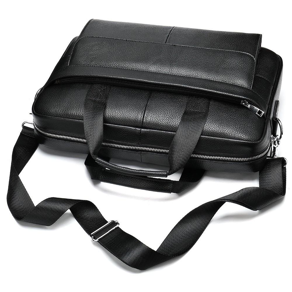 Túi xách cặp da đựng laptop da bò cao cấp T35 38.5x26x7cm (Nâu - Đen)