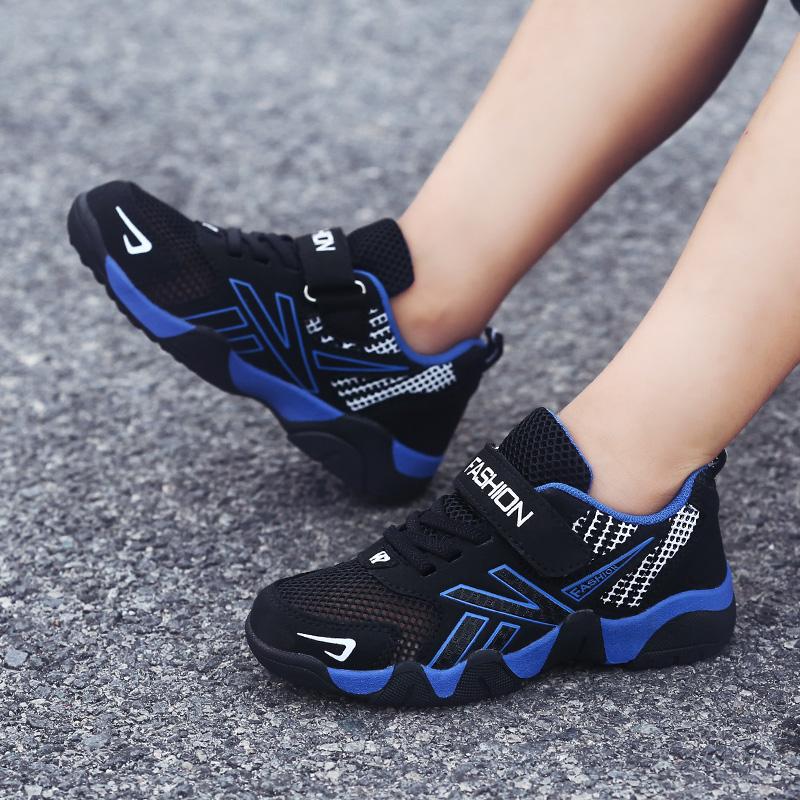 Trẻ Em Bé Trai Giày Thể Thao Trường Mùa Hè Lưới Cho Quần Vợt Trẻ Em Giày Thể Thao Trẻ Em Bé Trai Giày Chạy Bộ 7-12 Tuổi Giày Tenis Color: Single-Black blue Shoe Size: 34