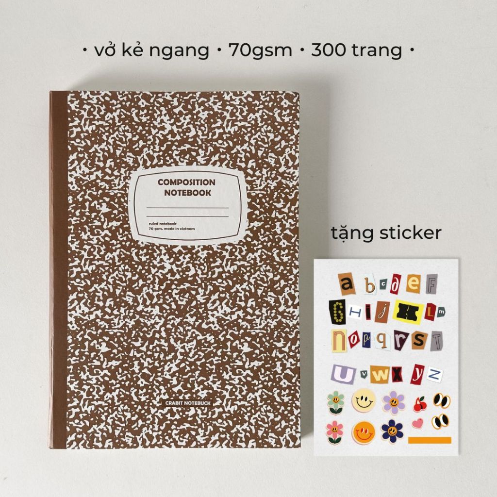 Vở bìa cứng 140 trang tập học sinh ghi chép studygram 100gsm Composition Hoạ tiết quả trám