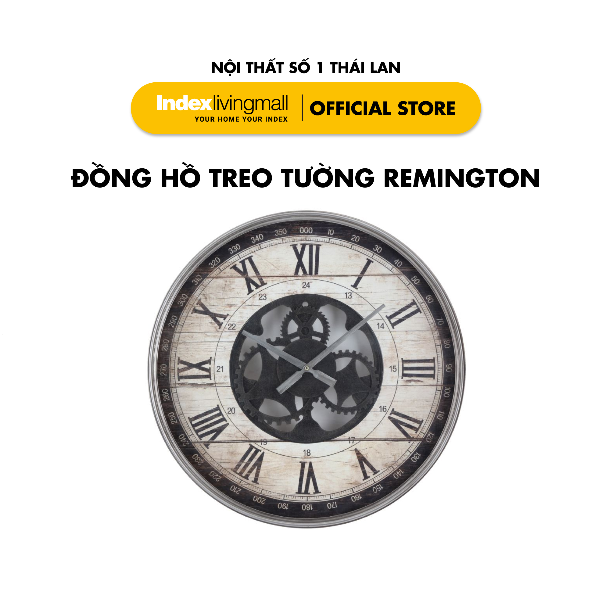 Đồng hồ treo tường trang trí nghệ thuật  REMINGTON Kích thước 60 x 6,5 x 60 cm (23.5 inch) | Index Living Mall | Nhập khẩu Thái Lan