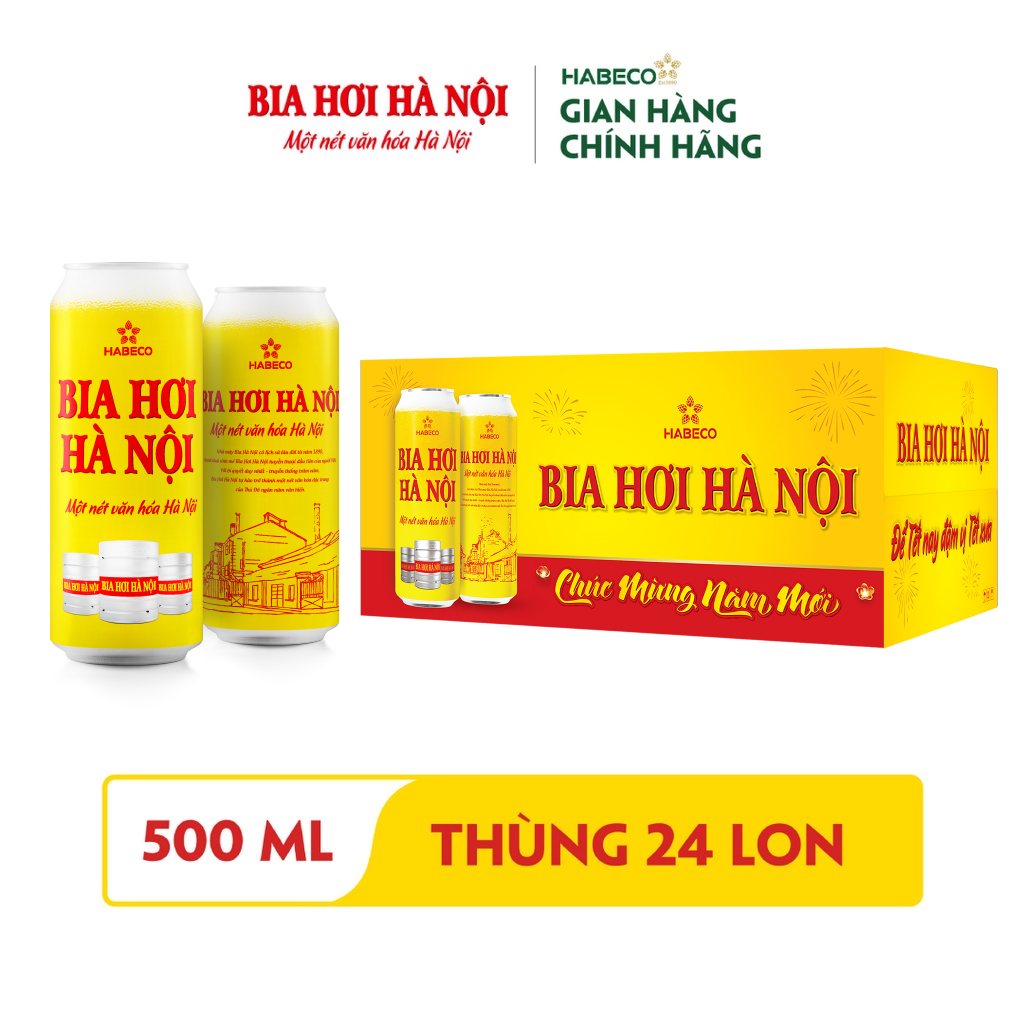 Bia Hơi Hà Nội - Thùng 24 lon 500ml - Phiên bản Tết