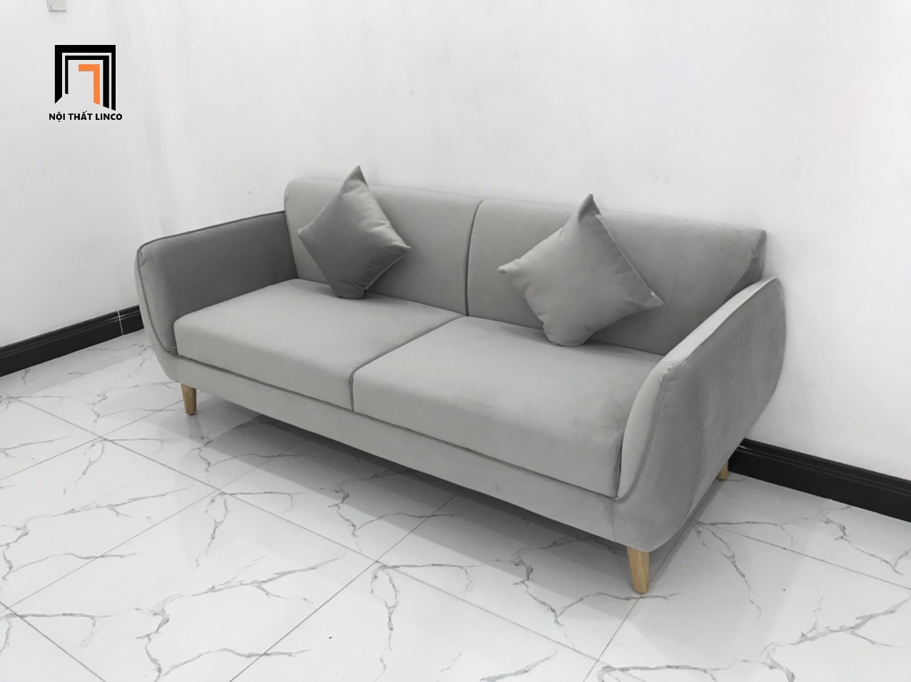 Ghế sofa băng nhỏ gọn CV xám trắng nhiều kích cỡ