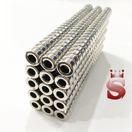 Nam châm viên tròn lỗ thẳng đường kính ngoài 10mm chất lượng tốt