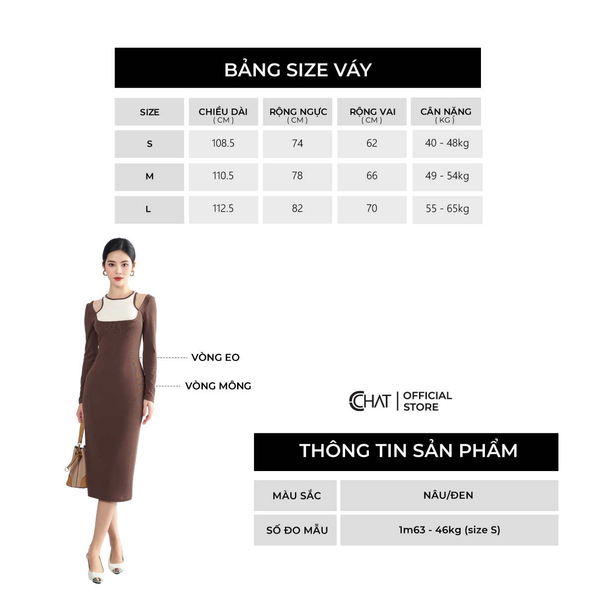 Đầm Nữ  Dáng Ôm Phối Cutout Kiểu Chất Thun Co Giãn Mềm Mịn 22VDC8025OT