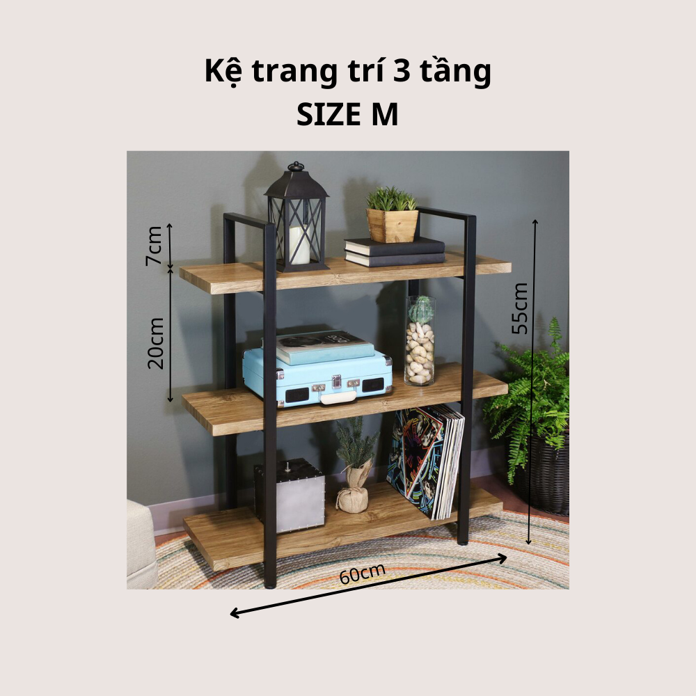 [HCM - Nhận đặt hàng theo yêu cầu] [Euro Style] Kệ trang trí chân sắt màu Đen, gỗ nguyên tấm chắc chắn. Kệ trang trí đẹp, sang trọng, mang phong cách cổ điển Bắc Âu. Sản phẩm cao cấp, đạt tiêu chuẩn Hàn Quốc