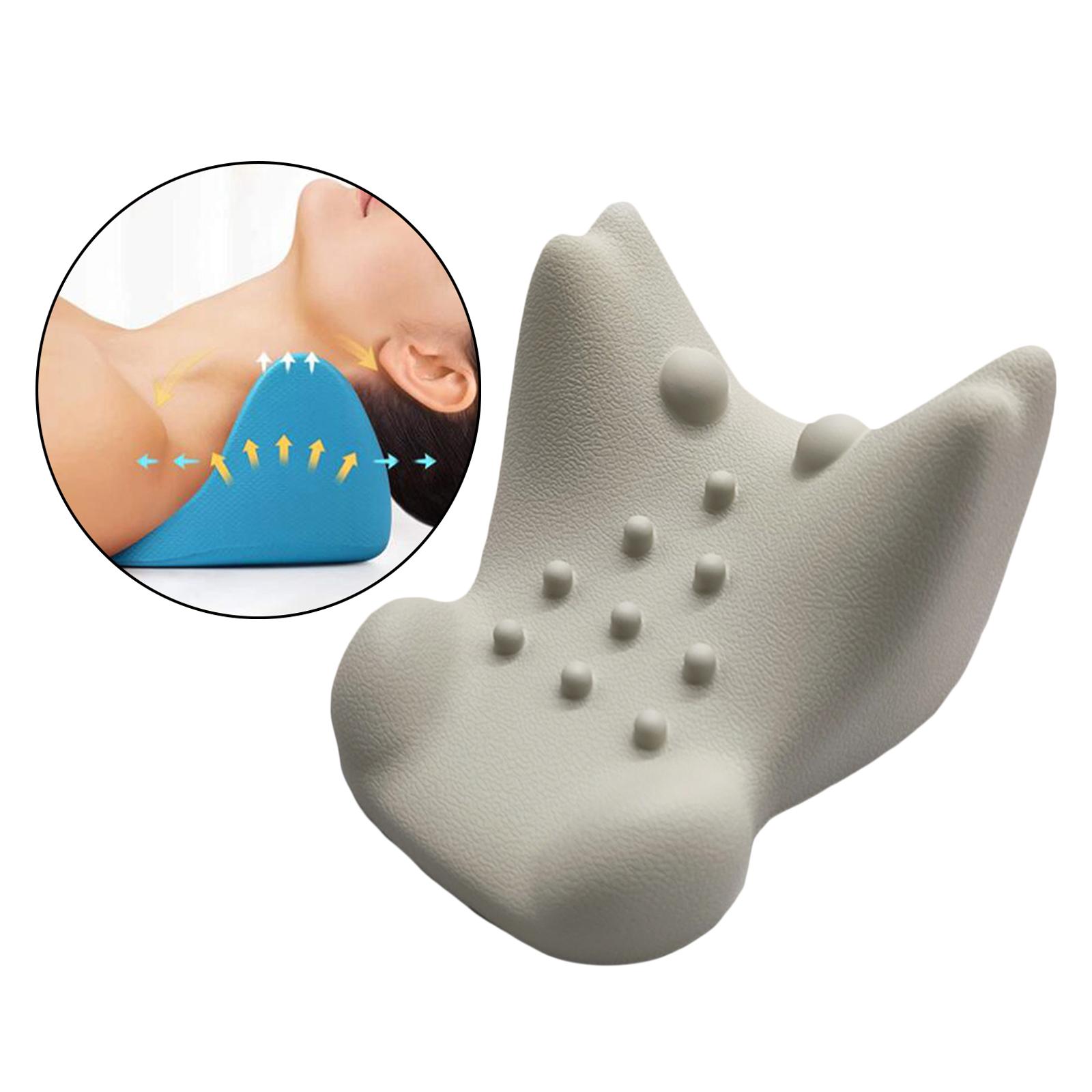 Portable Neck Shoulder Relaxer Chiropractic Pillow w/Massage Point Cervical Neck Massage Pillow for Muscle Relax Pain Relief Simple Effective
