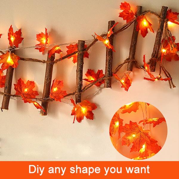 Dây Đèn LED Hình Lá Phong Chạy Pin Dùng Trang Trí