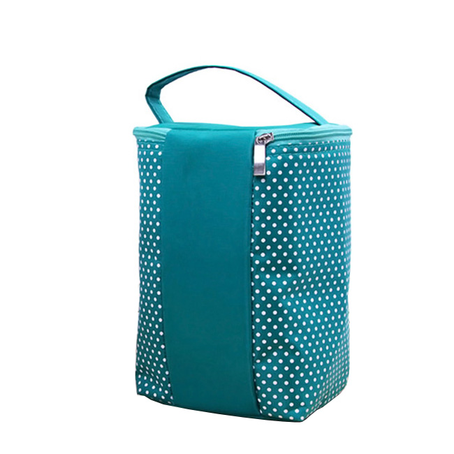 Túi giữ nhiệt chấm bi cao cấp - Xanh