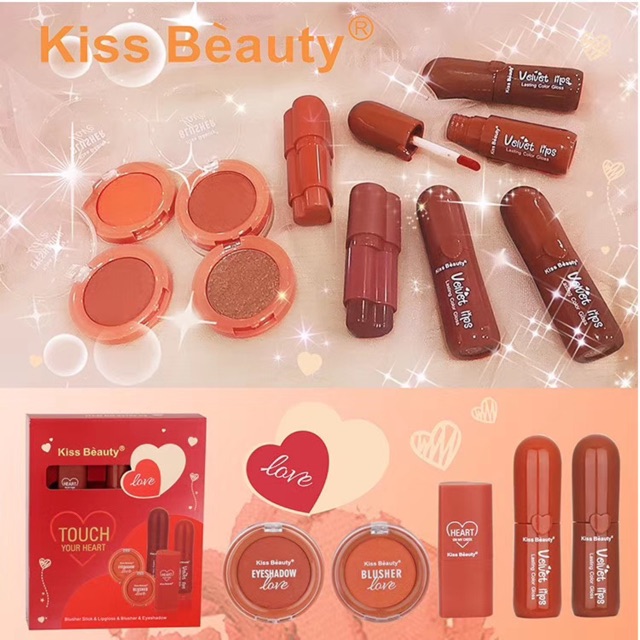 Bộ Trang Điểm Kiss Beauty Đỏ 5 Sản Phẩm Touch Your Heart