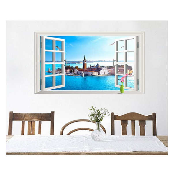 Decal Dán Tường Cửa Sổ Biển Xanh 3 PK235