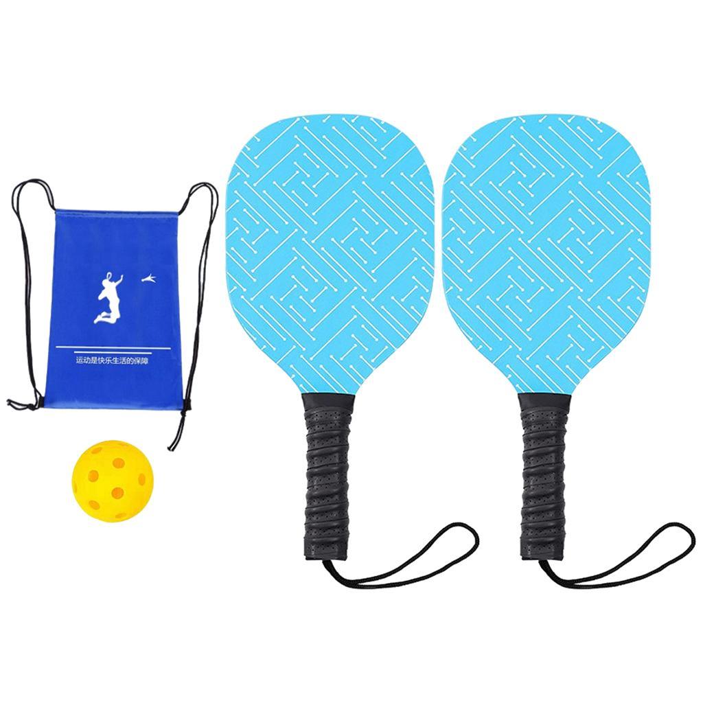Wooden Pickleball Paddles Set 2 Rackets Portable for Indoor