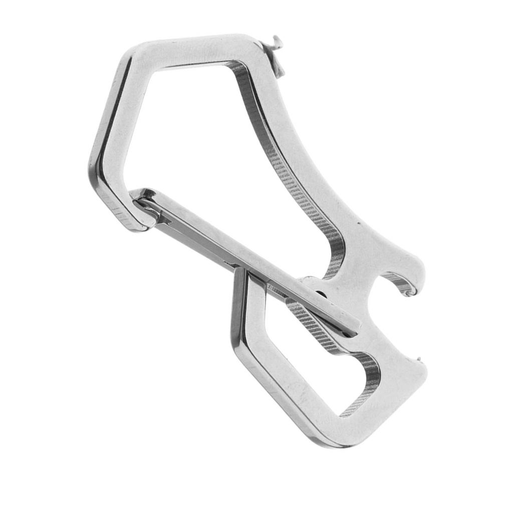 Anti Lost Keychain Carabiner Buckle Clip Keyring Bottle Opener Tools Silver