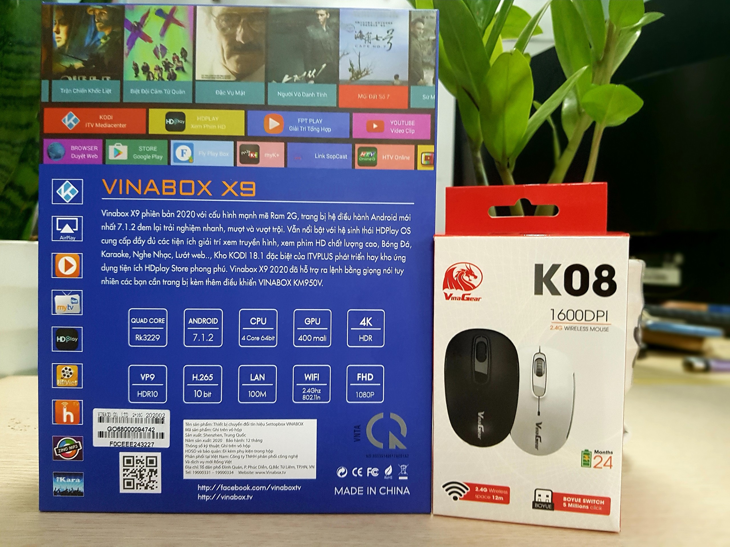 Android VINABOX X9-bản mới 2020 Android 7.1.2 HỖ TRỢ tìm kiếm giọng nói Ram 2G, ROM 8G- SẢN PHẨM CHÍNH HÃNG, Thiết kế Đẹp,Sang trọng VP9, 