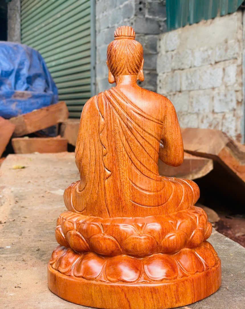 Tượng phật thích ca bằng gỗ hương đá kt 30×21×17cm