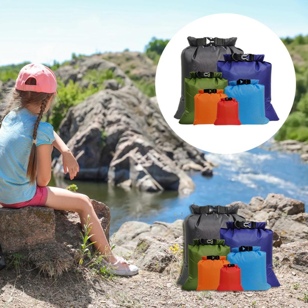 2x 6 Pcs WaterProof Dry Bags, Polyester Dry Sack, Muti-size Canoe Boat Dry Bags Set for Kayaking Camping Hiking