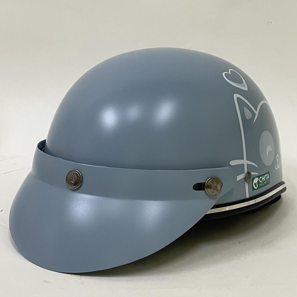 Mũ Bảo Hiểm 1/2 Đầu CHITA HELMETS CT6B1 tem Mèo Chào