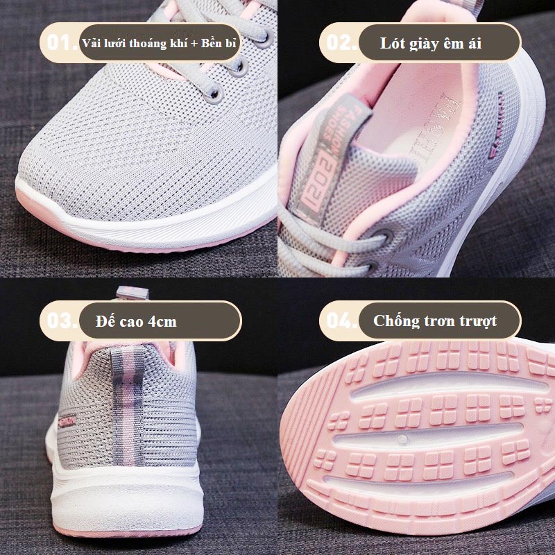 Giày thể thao nữ , giày sneaker nữ phong cách ST-0135F siêu bền